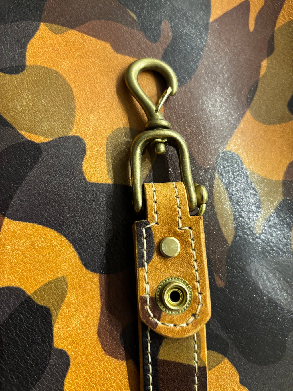 Handcrafted Leather Key Belt Loop using EL VAQUERO Italian Camo Leather