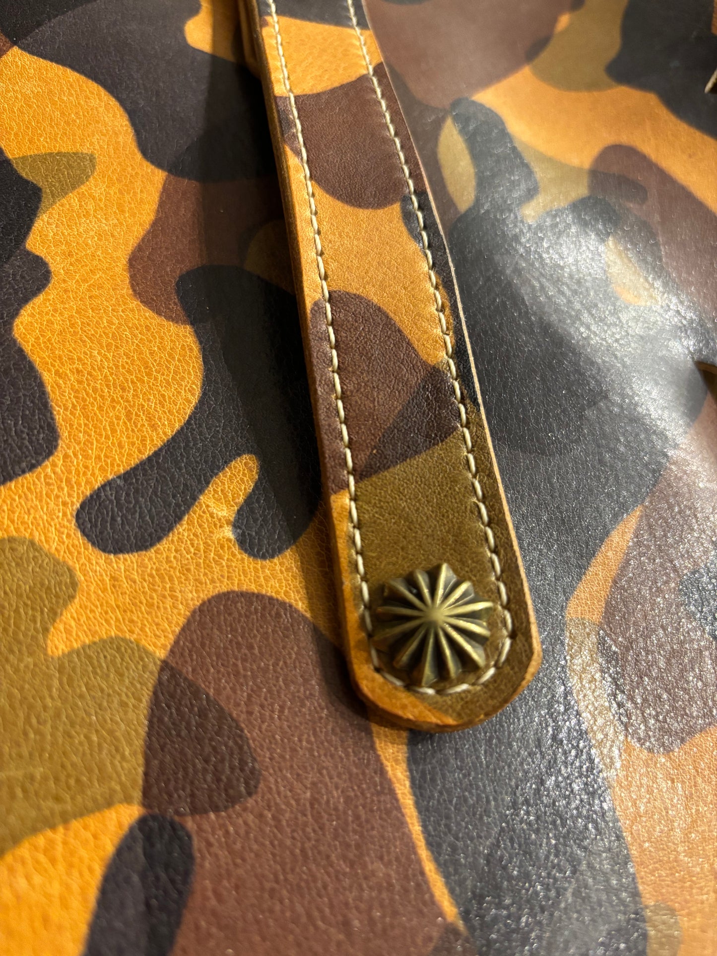 Handcrafted Leather Key Belt Loop using EL VAQUERO Italian Camo Leather