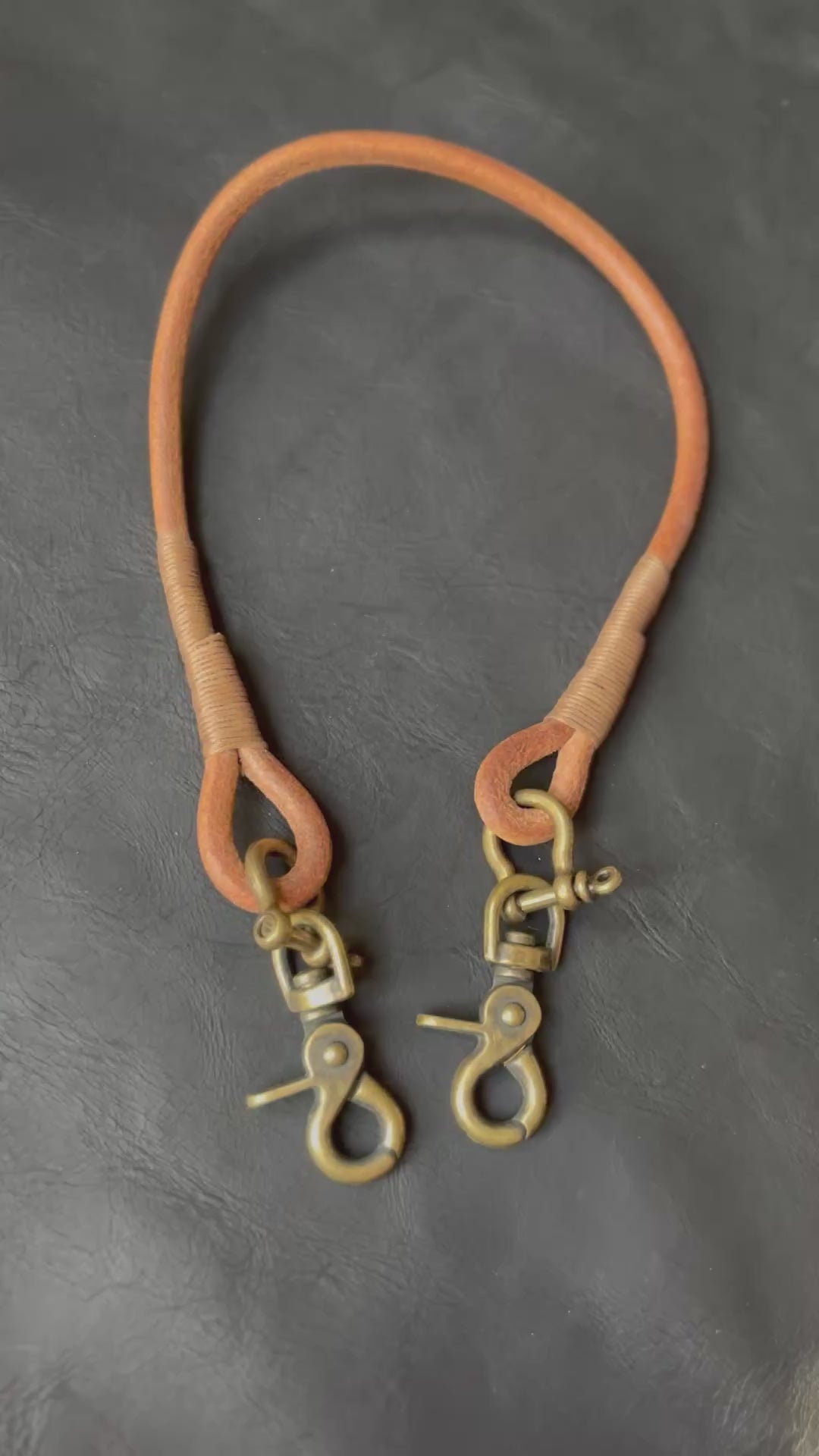 Handmade Round Leather Lanyard with Solid Brass Trigger Snap
