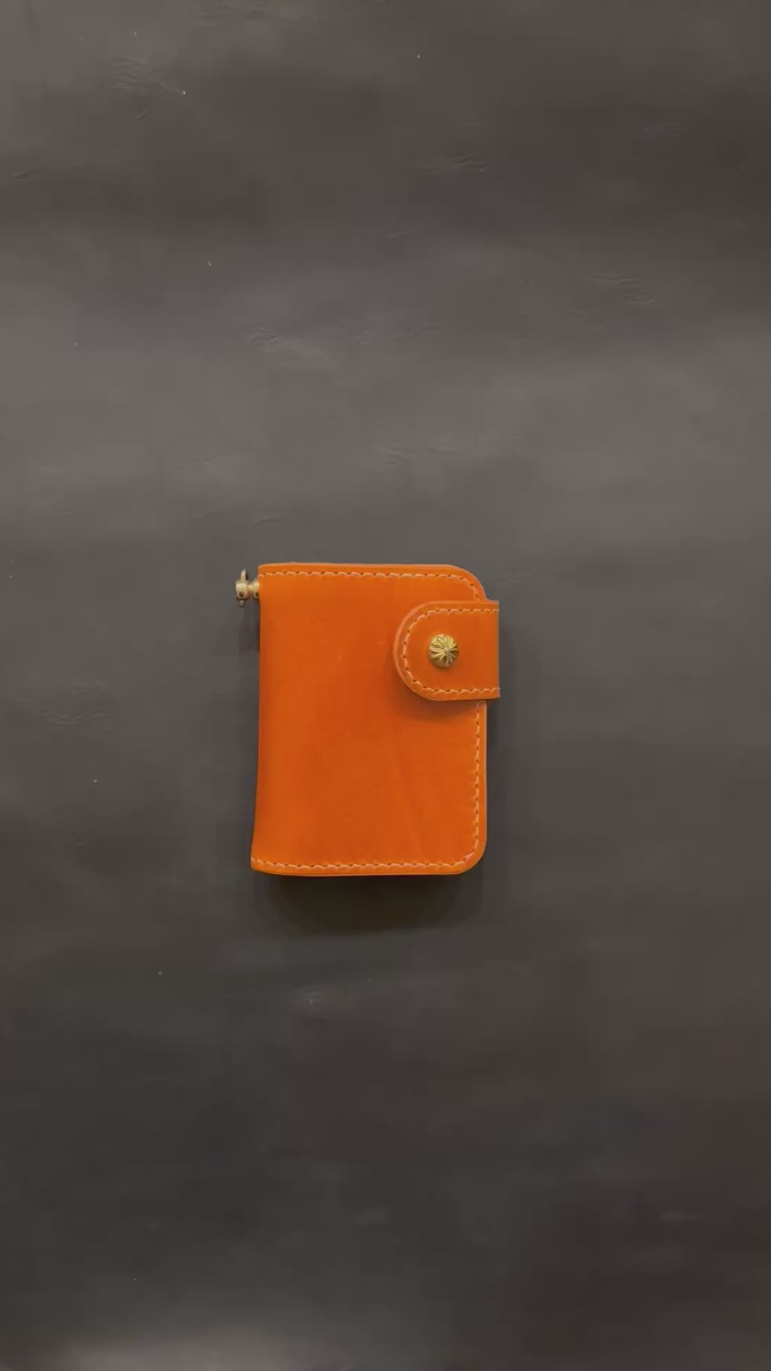 Handcrafted Biker wallet made using Gaucho Oil Orange Vegetable Tanned Leather