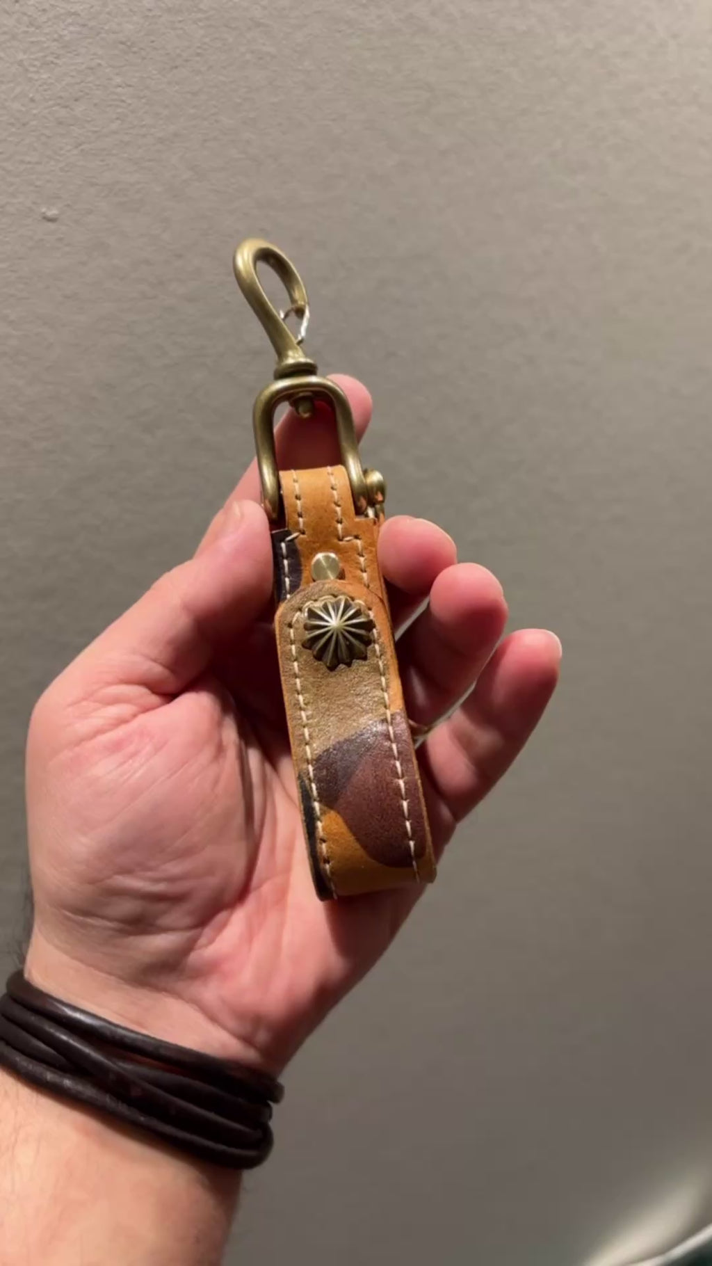 Handcrafted Leather Key Belt Loop using EL VAQUERO Italian Camo Leather